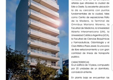 VENTA DEPARTAMENTO SAN JUAN 3224 DE UN DORMITORIO