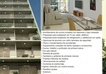 Modernos departamentos desde monoambiente a tres dormitorios